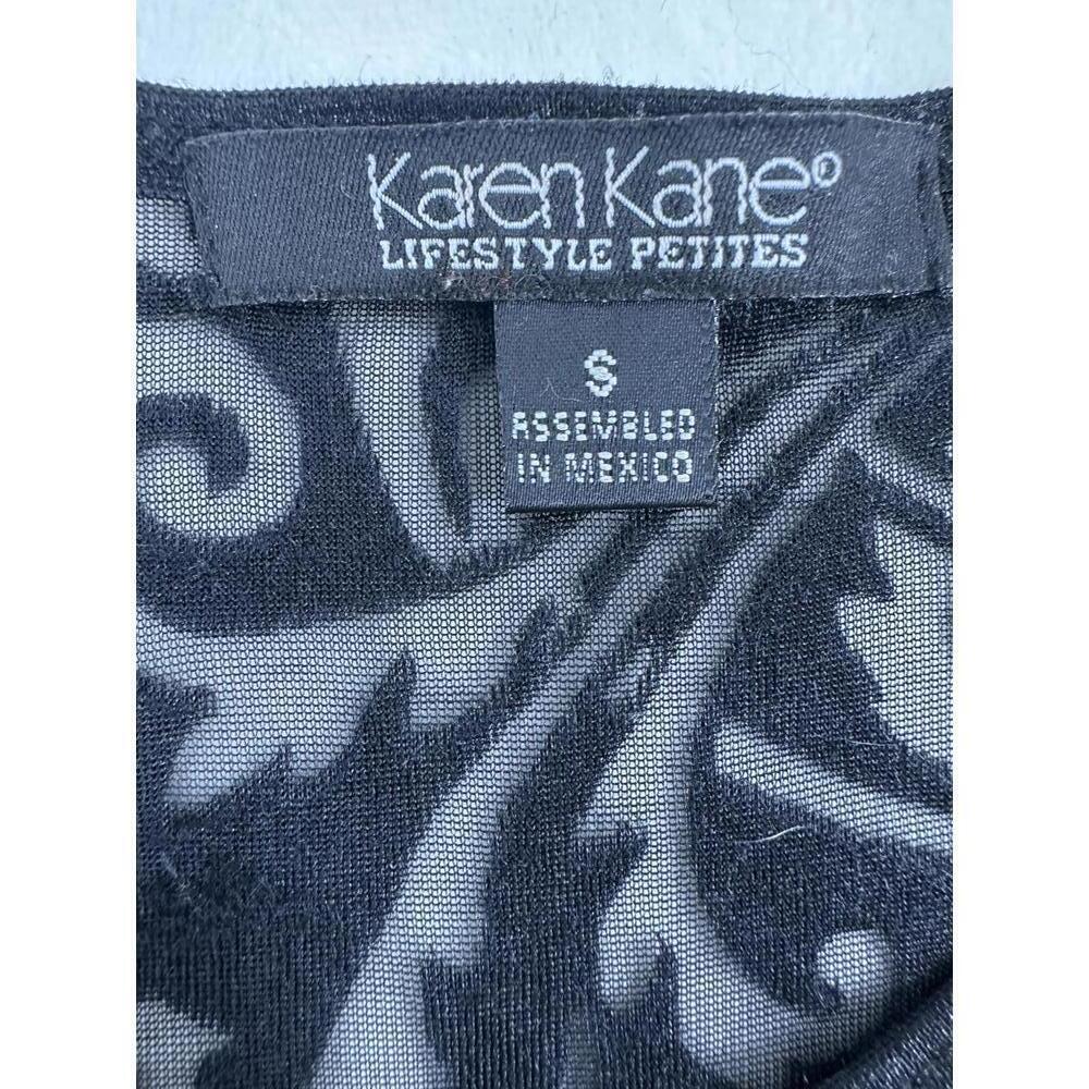VTG Karen Kane Velvet Burnout Top Sz S Petite Gothic Black Romantic Whimsigoth - Picture 5 of 5